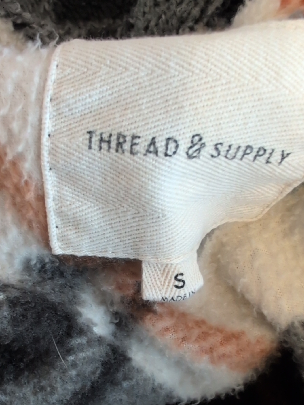 Thread & Supply Black Cream and Brown Plaid Utility Shacket S     C189 - Picture 5 of 6